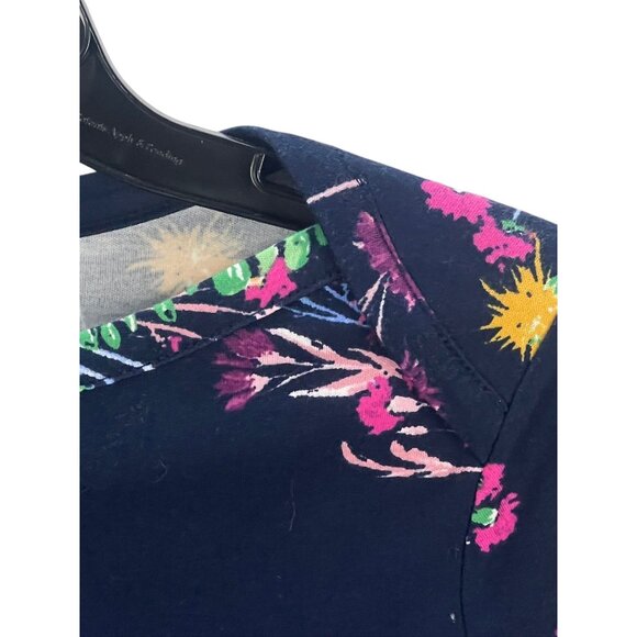 Style & Co Floral 3/4 Sleeve Top Size PM Navy Lightweight Casual Bohemian - Picture 6 of 11